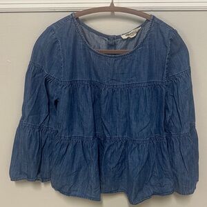 Madewell Demin Tiered Blouse